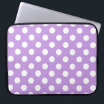 White polka dots on lilac laptop sleeve<br><div class="desc">White polka dots on lilac</div>