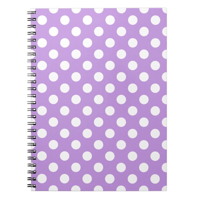 White polka dots on lilac notebook (Front)