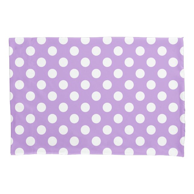 White polka dots on lilac pillowcase (Front)