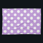 White polka dots on lilac tea towel<br><div class="desc">White polka dots on lilac</div>