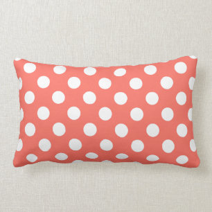White polka dots on living coral lumbar cushion