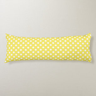 White Polka Dots on Maize Yellow Background Body Cushion