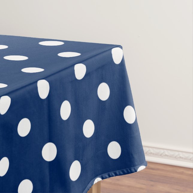 White Polka Dots on Navy Blue Tablecloth (In Situ)