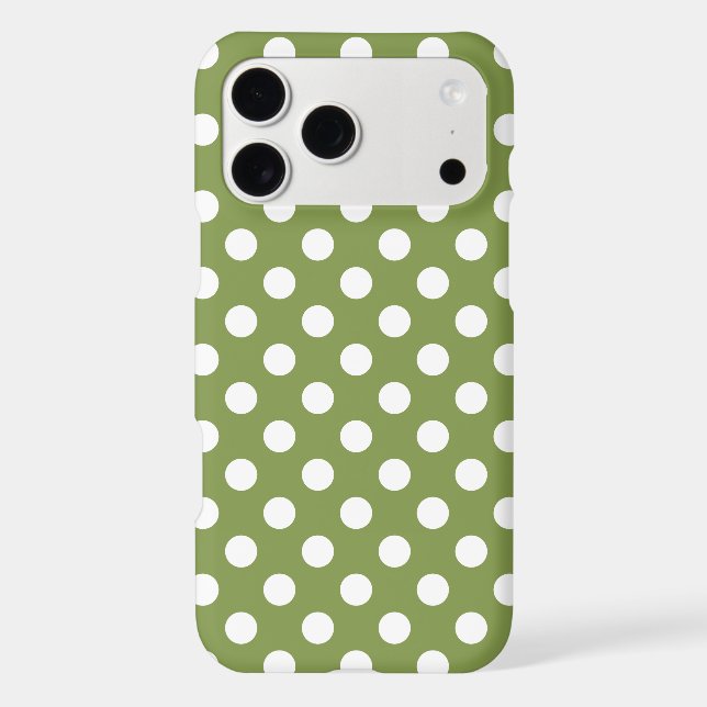 White polka dots on olive green (Back)