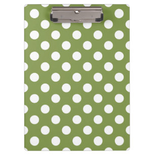 White polka dots on olive green clipboard