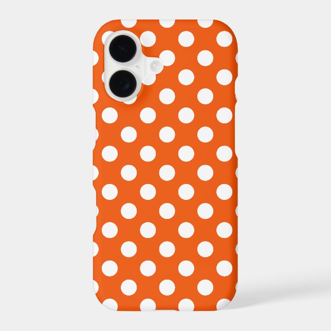White polka dots on orange Case-Mate iPhone case (Back)