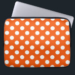 White polka dots on orange laptop sleeve<br><div class="desc">White polka dots on orange</div>