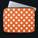 White polka dots on orange laptop sleeve<br><div class="desc">White polka dots on orange</div>