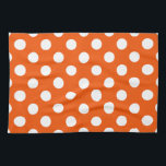 White polka dots on orange tea towel<br><div class="desc">White polka dots on orange</div>