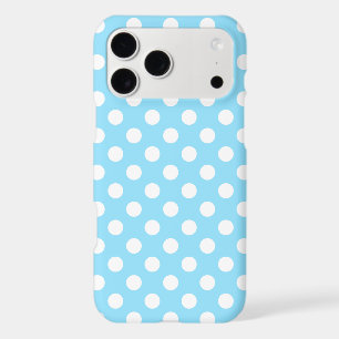 White polka dots on pale blue