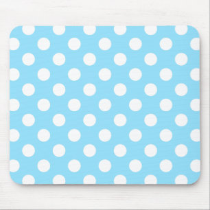 White polka dots on pale blue mouse mat