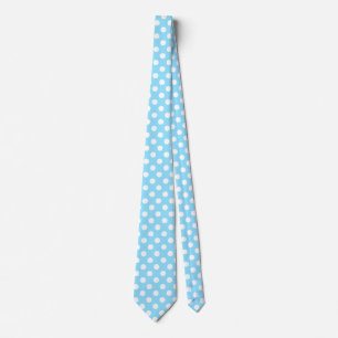 White polka dots on pale blue tie