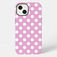 White polka dots on pale pink Case-Mate iPhone cas
