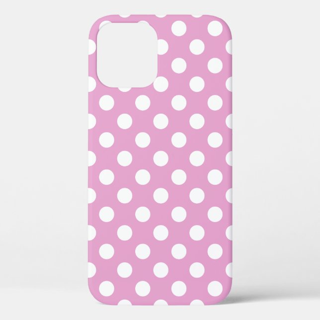 White polka dots on pale pink Case-Mate iPhone case (Back)