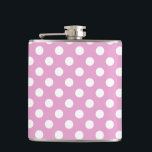White polka dots on pale pink hip flask<br><div class="desc">White polka dots on pale pink</div>