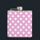 White polka dots on pale pink hip flask<br><div class="desc">White polka dots on pale pink</div>