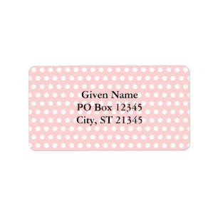 White Polka Dots on Pale Pink Label