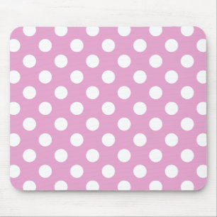 White polka dots on pale pink mouse mat