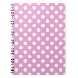 White polka dots on pale pink notebook