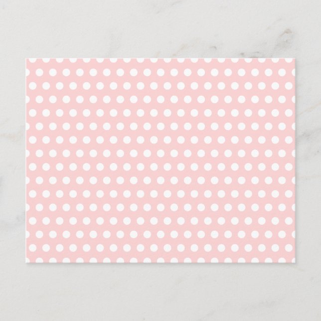White Polka Dots on Pale Pink Postcard (Front)