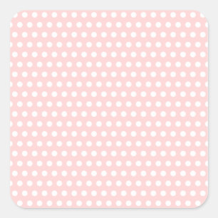 White Polka Dots on Pale Pink Square Sticker