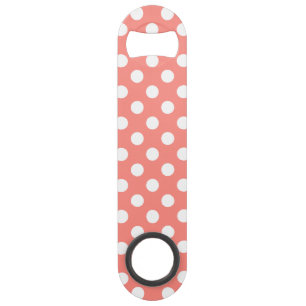 White polka dots on peach