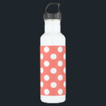 White polka dots on peach 710 ml water bottle<br><div class="desc">White polka dots on peach</div>