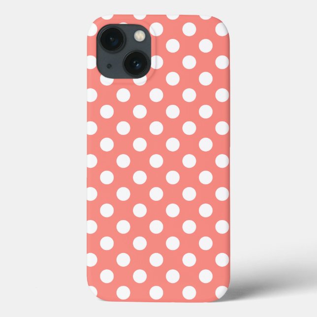 White polka dots on peach Case-Mate iPhone case (Back)