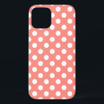White polka dots on peach iPhone 12 case<br><div class="desc">White polka dots on peach</div>