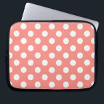 White polka dots on peach laptop sleeve<br><div class="desc">White polka dots on peach</div>