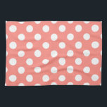 White polka dots on peach tea towel<br><div class="desc">White polka dots on peach</div>