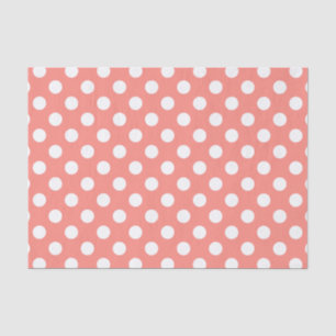 White polka dots on peach tissue paper