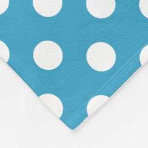 White Polka Dots on Peacock Blue Background Fleece Blanket