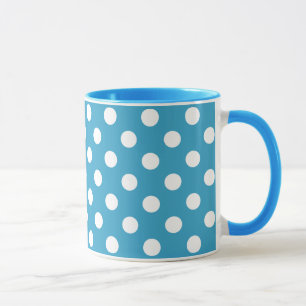 White Polka Dots on Peacock Blue Background Mug