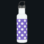 White polka dots on periwinkle 710 ml water bottle<br><div class="desc">White polka dots on periwinkle</div>