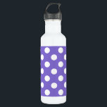 White polka dots on periwinkle 710 ml water bottle<br><div class="desc">White polka dots on periwinkle</div>