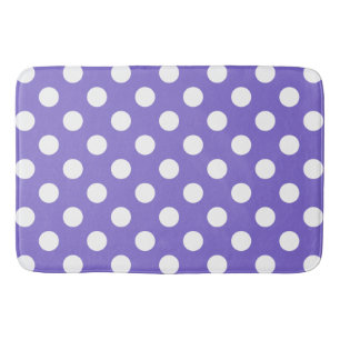 White polka dots on periwinkle bath mat