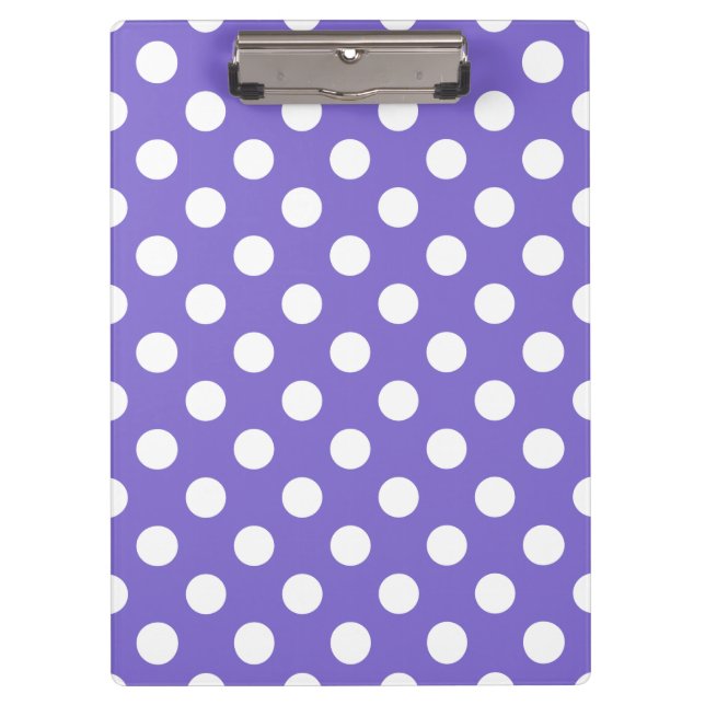 White polka dots on periwinkle clipboard (Front)