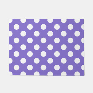 White polka dots on periwinkle doormat