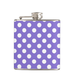 White polka dots on periwinkle hip flask