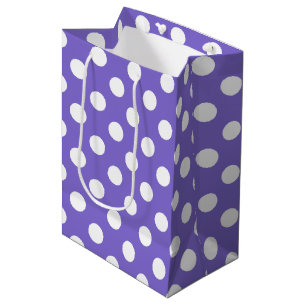 White polka dots on periwinkle medium gift bag