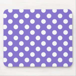White polka dots on periwinkle mouse mat