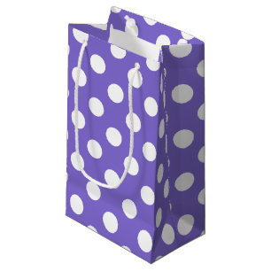 White polka dots on periwinkle small gift bag