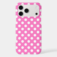 White polka dots on pink