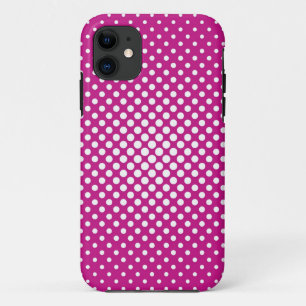 White Polka Dots on Pink Background iPhone 11 Case