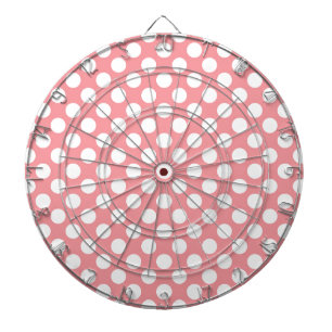White polka dots on pink background dartboard