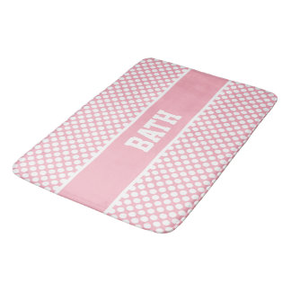 White Polka Dots On Pink Bath Mat