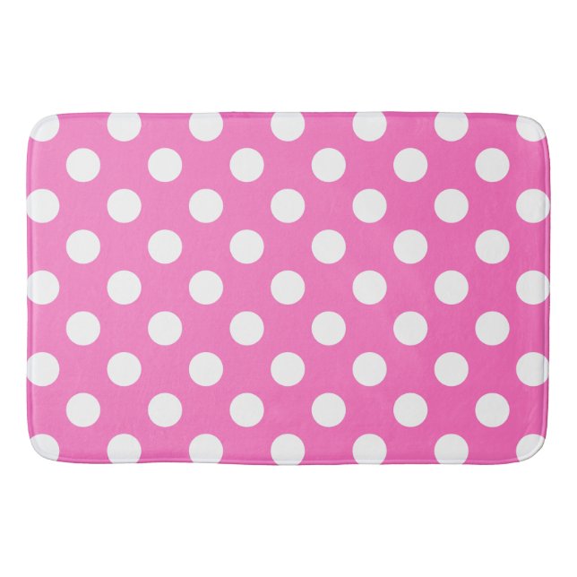 White polka dots on pink bath mat (Front)