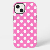 White polka dots on pink Case-Mate iPhone case
