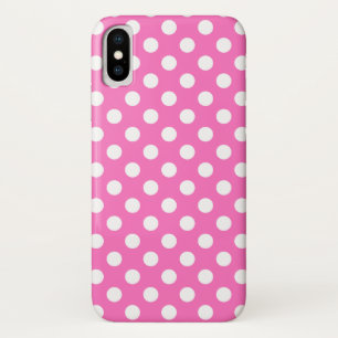 White polka dots on pink iPhone x case